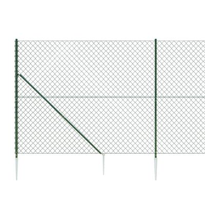 vidaXL Chain Link Fence with Spike Anchors Green 1.6x10 m