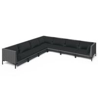 vidaXL 7 Piece Garden Lounge Set with Cushions Poly Rattan Dark Grey