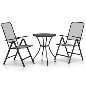 vidaXL 3 Piece Garden Dining Set Expanded Metal Mesh Anthracite
