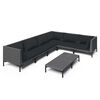 vidaXL 7 Piece Garden Lounge Set with Cushions Poly Rattan Dark Grey
