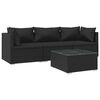 vidaXL 4 Piece Garden Lounge Set with Cushions Poly Rattan Black