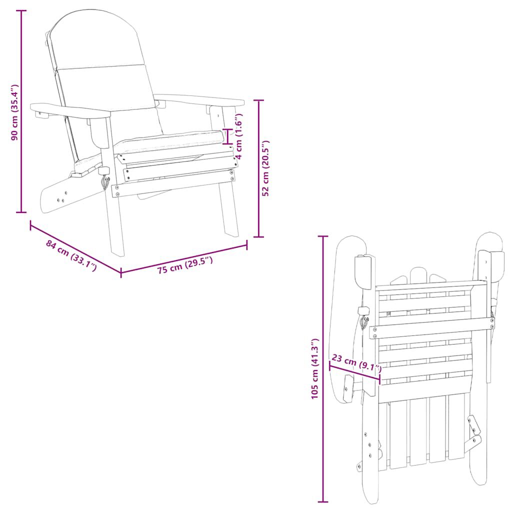 vidaXL Adirondack Garden Chair with Cushions Solid Wood Acacia