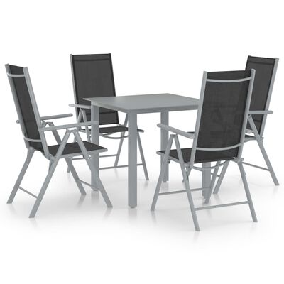 vidaXL 5 Piece Garden Dining Set Aluminium Silver and Black, silver vidaXL 5 Piece Garden Dining Set Aluminium Silver and Black