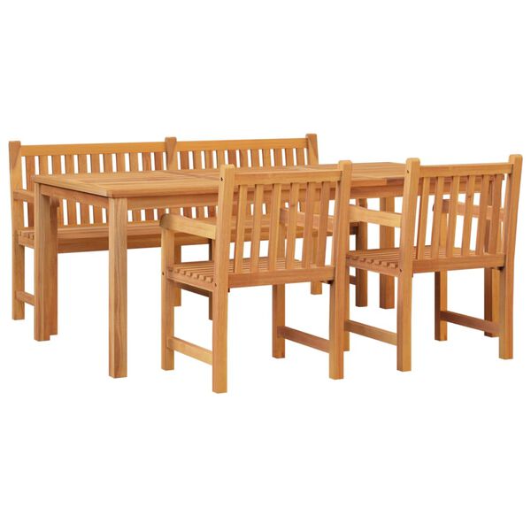 vidaXL 4 Piece Garden Dining Set Solid Wood Teak