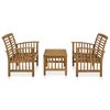 vidaXL 3 Piece Garden Lounge Set Solid Acacia Wood