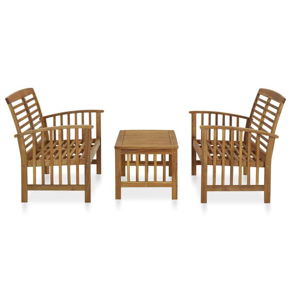 vidaXL 3 Piece Garden Lounge Set Solid Acacia Wood