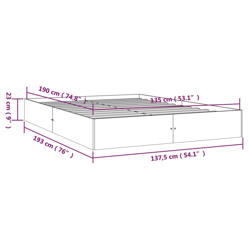 vidaXL Bed Frame without Mattress White Solid Wood 135x190 cm Double Double