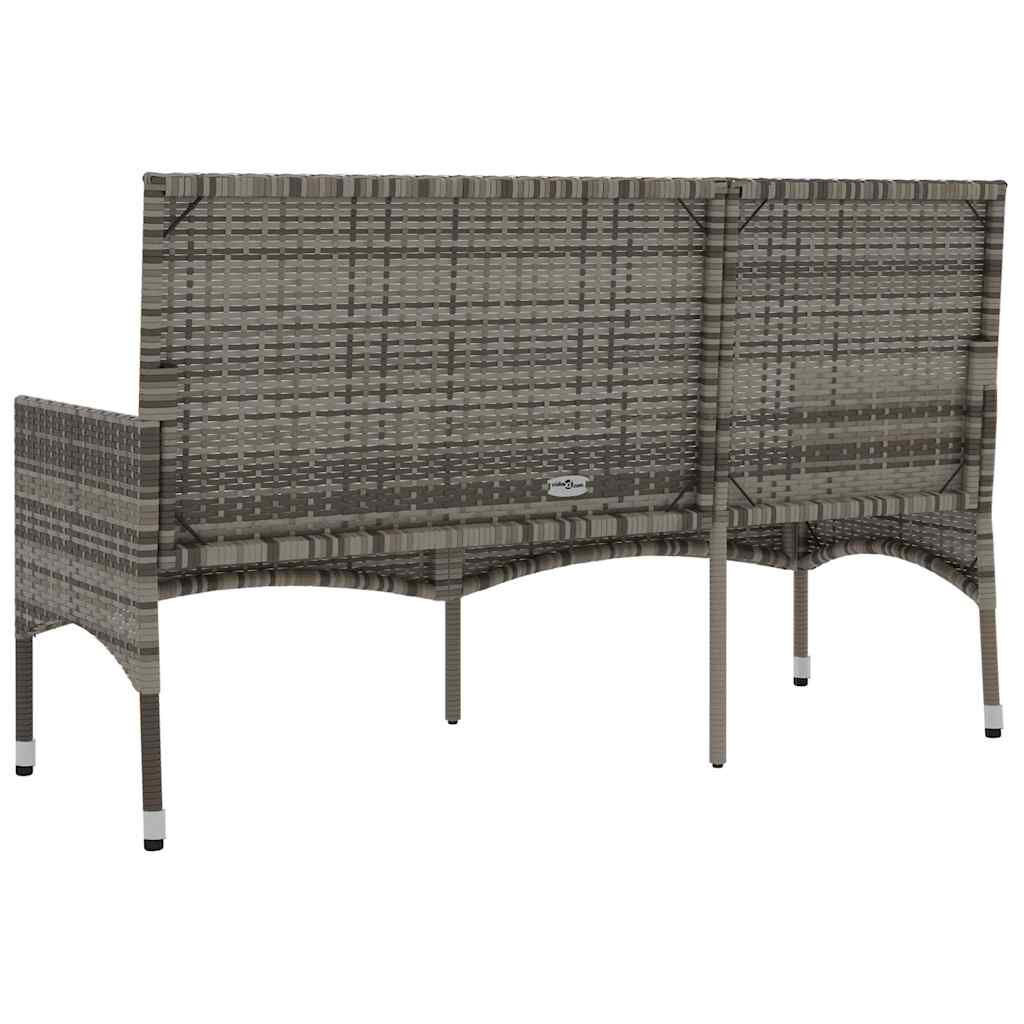 vidaXL 3-Seater Garden Bench with Cushions Grey Poly Rattan