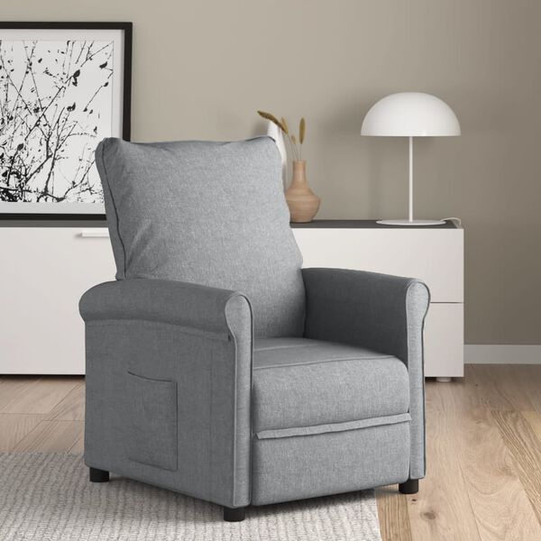 vidaXL Recliner Chair Light Grey Fabric