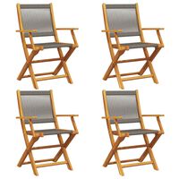 vidaXL Folding Garden Chairs 4 pcs Grey Solid Wood Acacia, grey vidaXL Folding Garden Chairs 4 pcs Grey Solid Wood Acacia