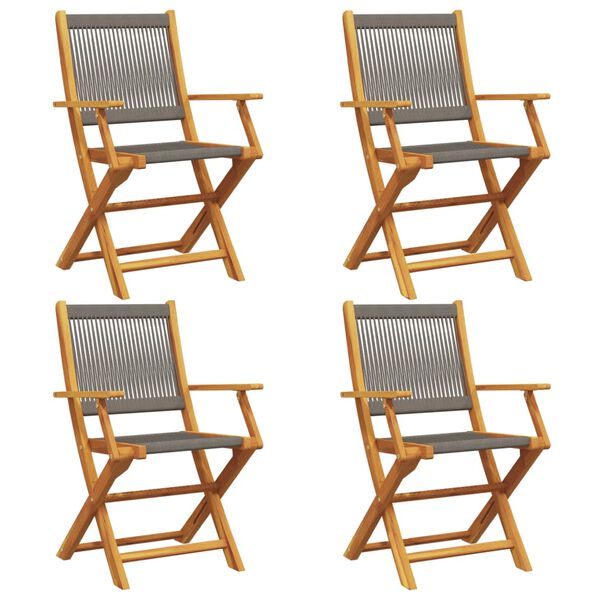 vidaXL Folding Garden Chairs 4 pcs Grey Solid Wood Acacia