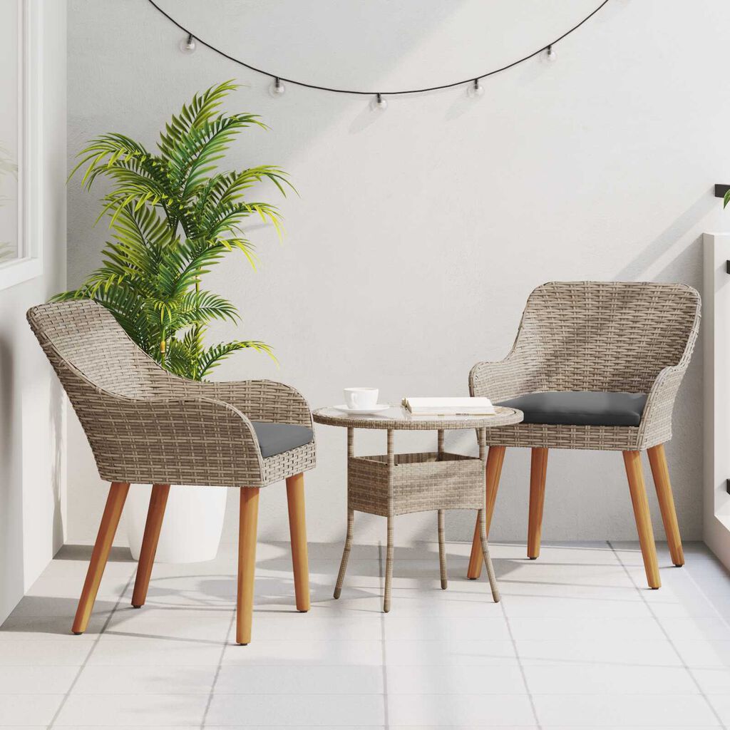 vidaXL Outdoor Chairs with Cushions 2 pcs Poly Rattan Black