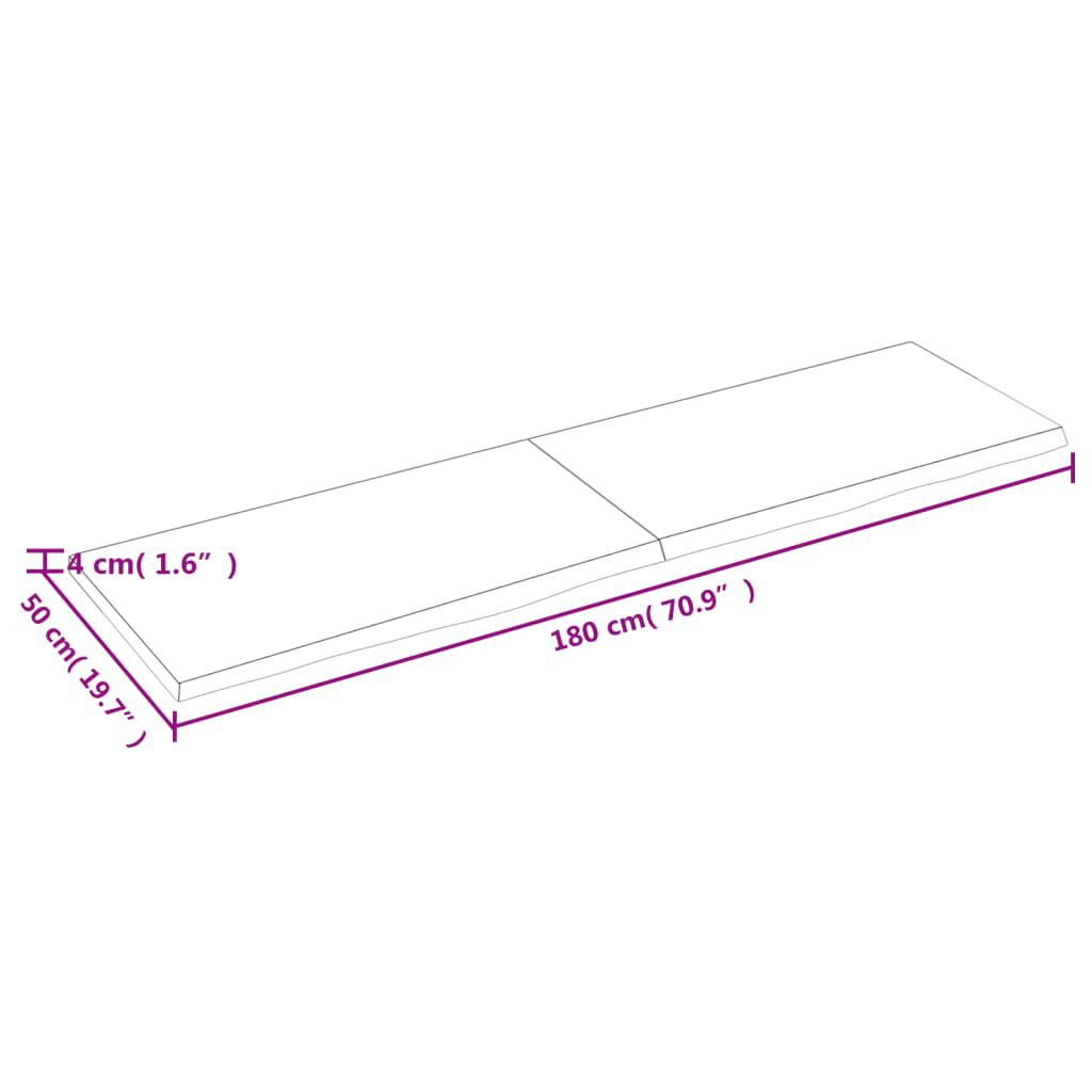 vidaXL Table Top Light Brown 180x50x(2-4) cm Treated Solid Wood Oak