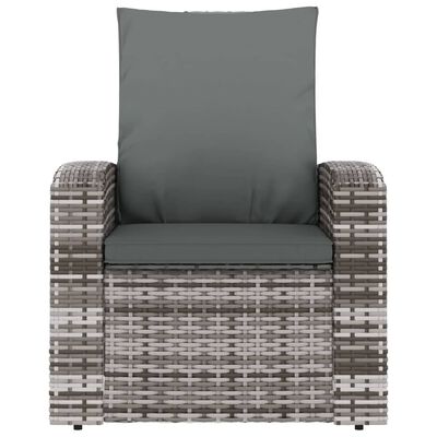 vidaXL Garden Reclining Chair with Cushions Grey Poly Rattan