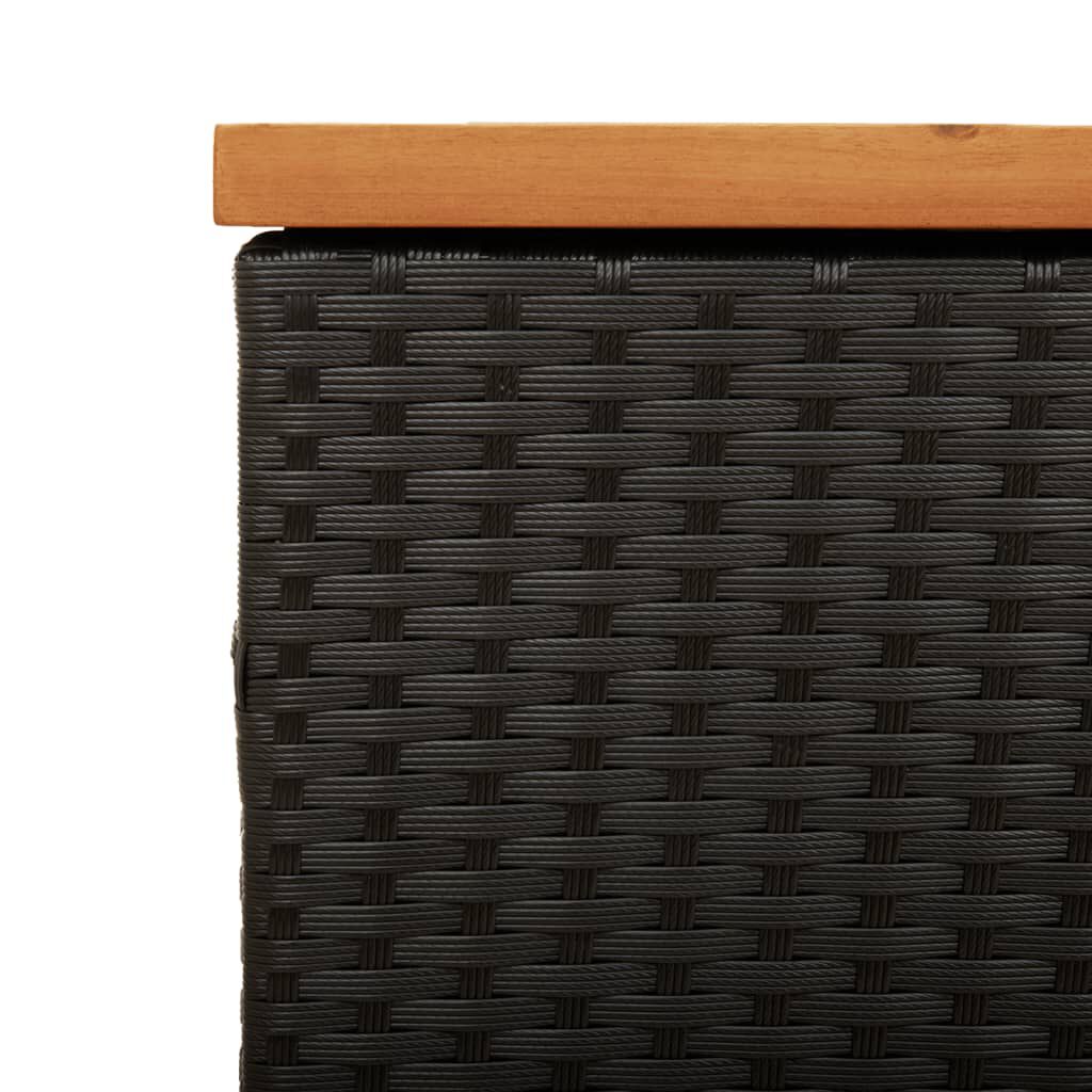 vidaXL Garden Storage Box Black 110x50x54 cm Poly Rattan Acacia Wood