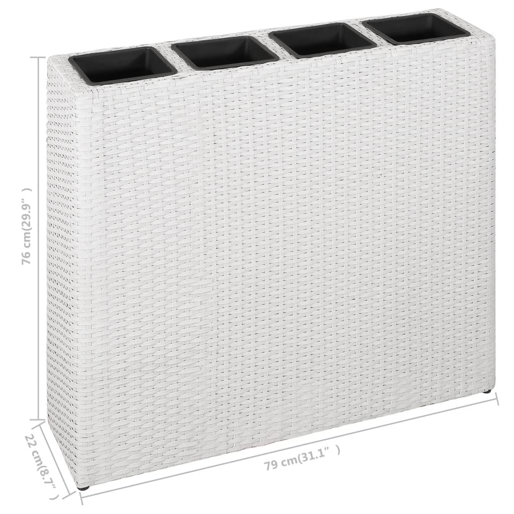 vidaXL Garden Raised Bed with 4 Pots 2 pcs Poly Rattan White(2x45427)
