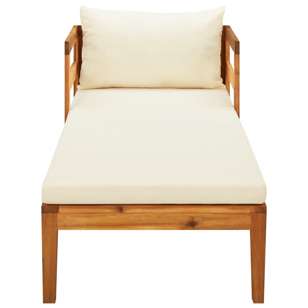 vidaXL Sun Lounger with Cream White Cushions Solid Acacia Wood