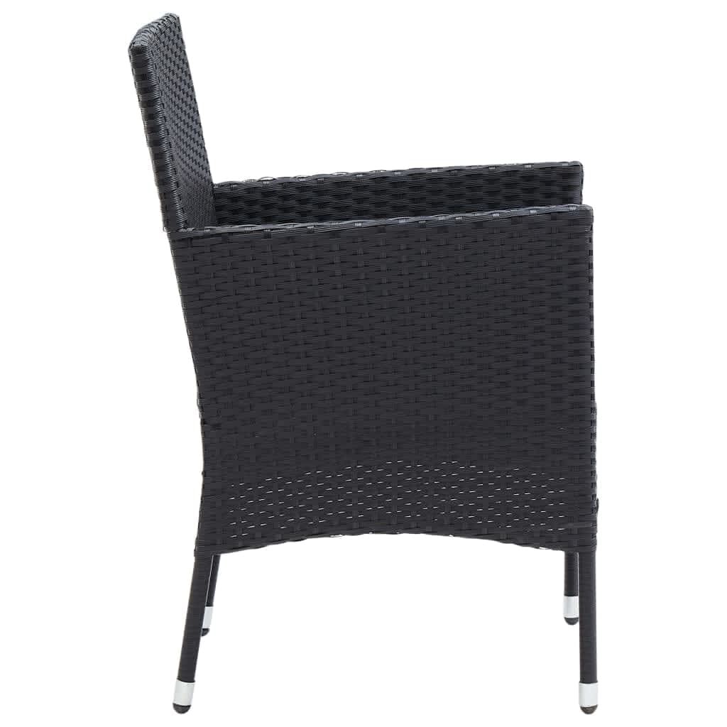 vidaXL 3 Piece Garden Dining Set with Cushions Poly Rattan Black