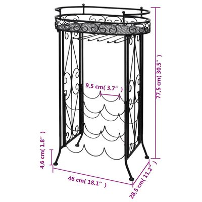 vidaXL Wine Rack with Glass Holder for 9 Bottles Metal,  vidaXL Wine Rack with Glass Holder for 9 Bottles Metal