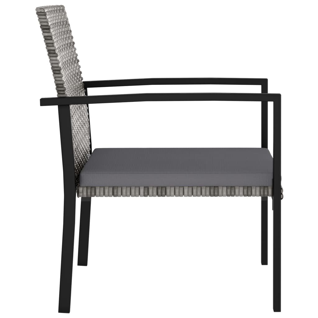 vidaXL 3 Piece Garden Dining Set Poly Rattan Grey