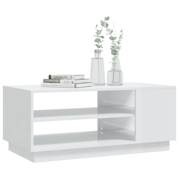 vidaXL Coffee Table High Gloss White 102x55x43 cm Engineered Wood