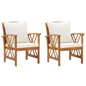 vidaXL Garden Chairs with Cushions 2 pcs Solid Acacia Wood