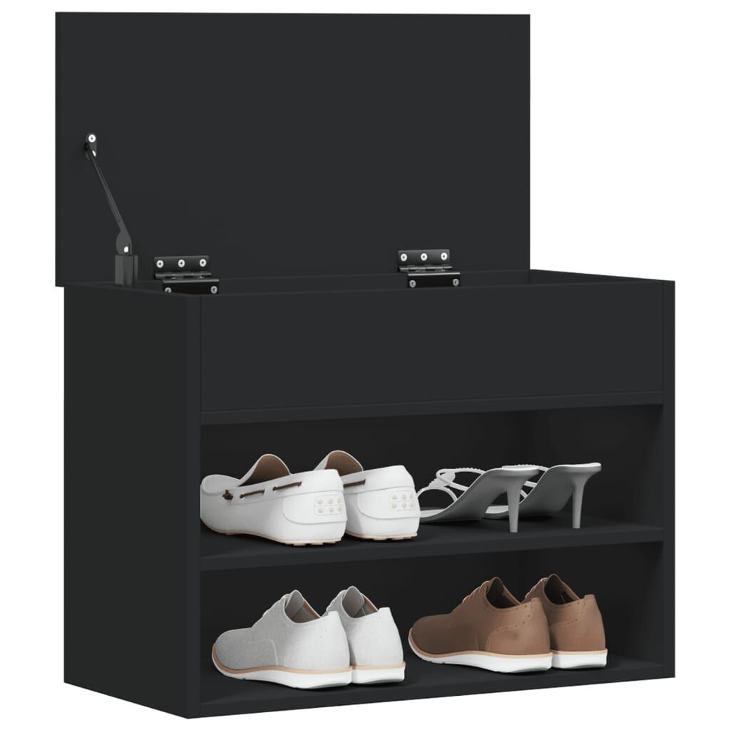 vidaXL Shoe Bench Black 60x30x45 cm Engineered Wood