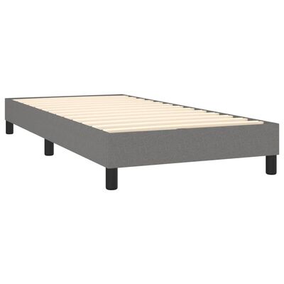 vidaXL Box Spring Bed Frame Dark Grey 90x200 cm Fabric, dark grey vidaXL Box Spring Bed Frame Dark Grey 90x200 cm Fabric