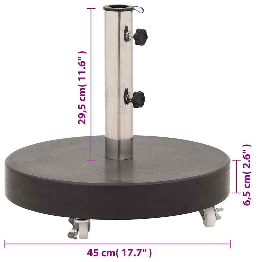 vidaXL Parasol Base Granite 30 kg Round Black