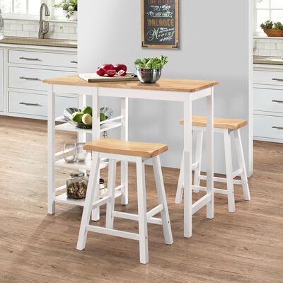 vidaXL Bar Set 3 Pieces MDF White, white vidaXL Bar Set 3 Pieces MDF White