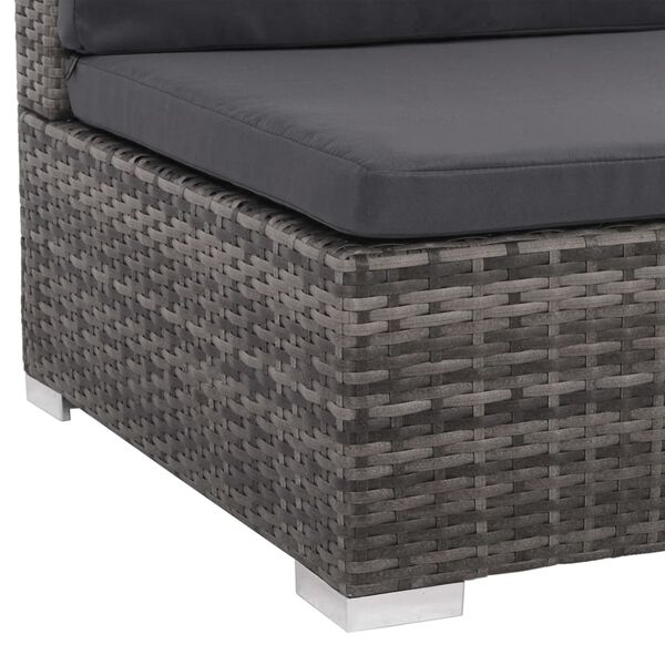 vidaXL 7 Piece Garden Lounge Set with Cushions Poly Rattan Grey