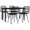 vidaXL 5 Piece Garden Dining Set Black Poly Rattan