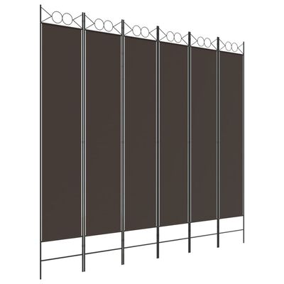 vidaXL 6-Panel Room Divider Brown 240x220 cm Fabric, brown vidaXL 6-Panel Room Divider Brown 240x220 cm Fabric