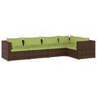 vidaXL 5 Piece Garden Lounge Set with Cushions Poly Rattan Brown