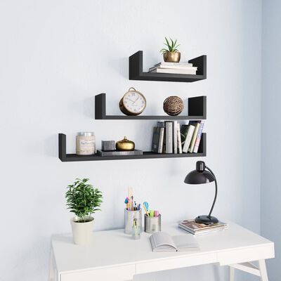 vidaXL Wall Display Shelf 3 pcs Grey Engineered Wood, grey vidaXL Wall Display Shelf 3 pcs Grey Engineered Wood