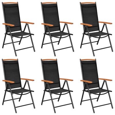 vidaXL 7 Piece Garden Dining Set Aluminium Black