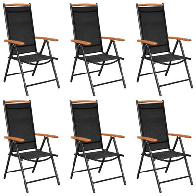 vidaXL 7 Piece Garden Dining Set Aluminium Black, black and brown vidaXL 7 Piece Garden Dining Set Aluminium Black