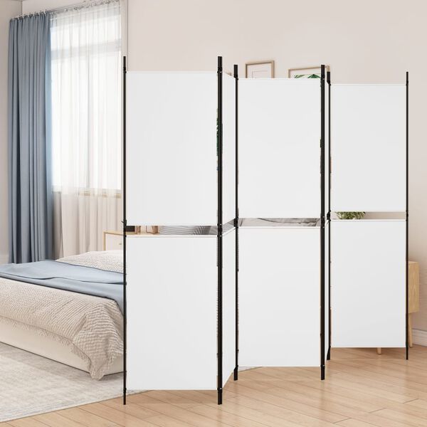 vidaXL 5-Panel Room Divider White 250x180 cm Fabric