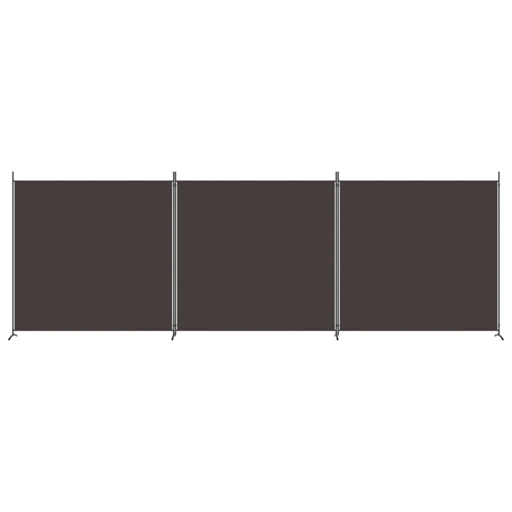 vidaXL 3-Panel Room Divider Brown 525x180 cm Fabric