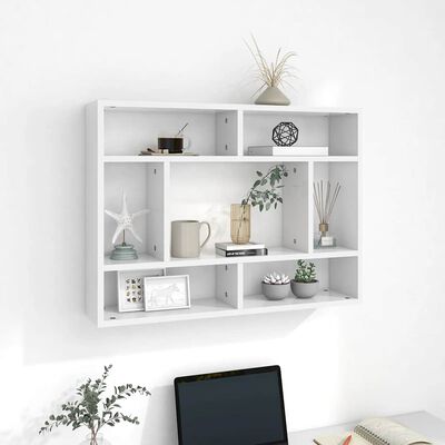 vidaXL Wall Shelf White 75x16x55 cm Engineered Wood, white vidaXL Wall Shelf White 75x16x55 cm Engineered Wood