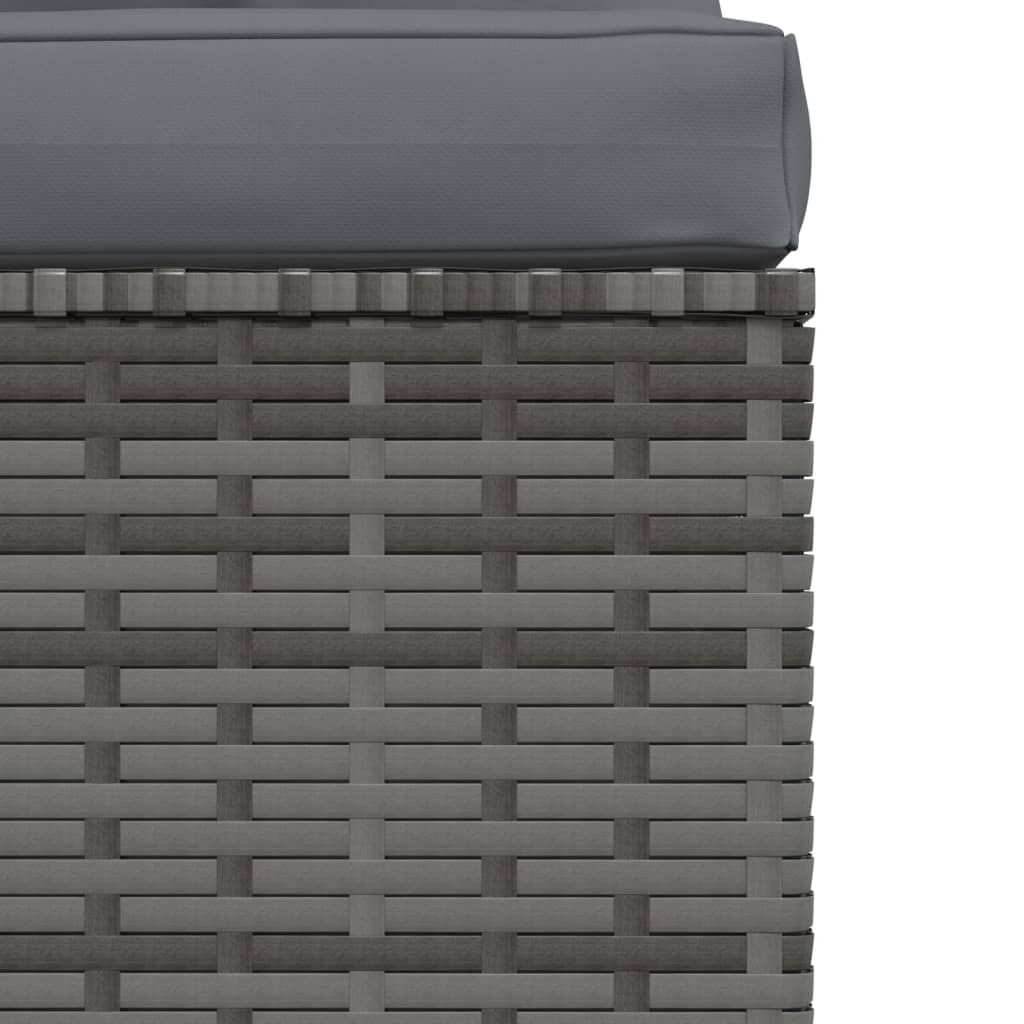 vidaXL 3-Seater Sofa with Cushions Grey Poly Rattan