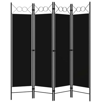 vidaXL 4-Panel Room Divider Black 160x180 cm, black vidaXL 4-Panel Room Divider Black 160x180 cm