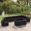 vidaXL 10 Piece Garden Lounge Set with Cushions Poly Rattan Black