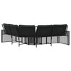 vidaXL Garden Sofa with Cushions and Footstool L-Shaped Black Poly Rattan