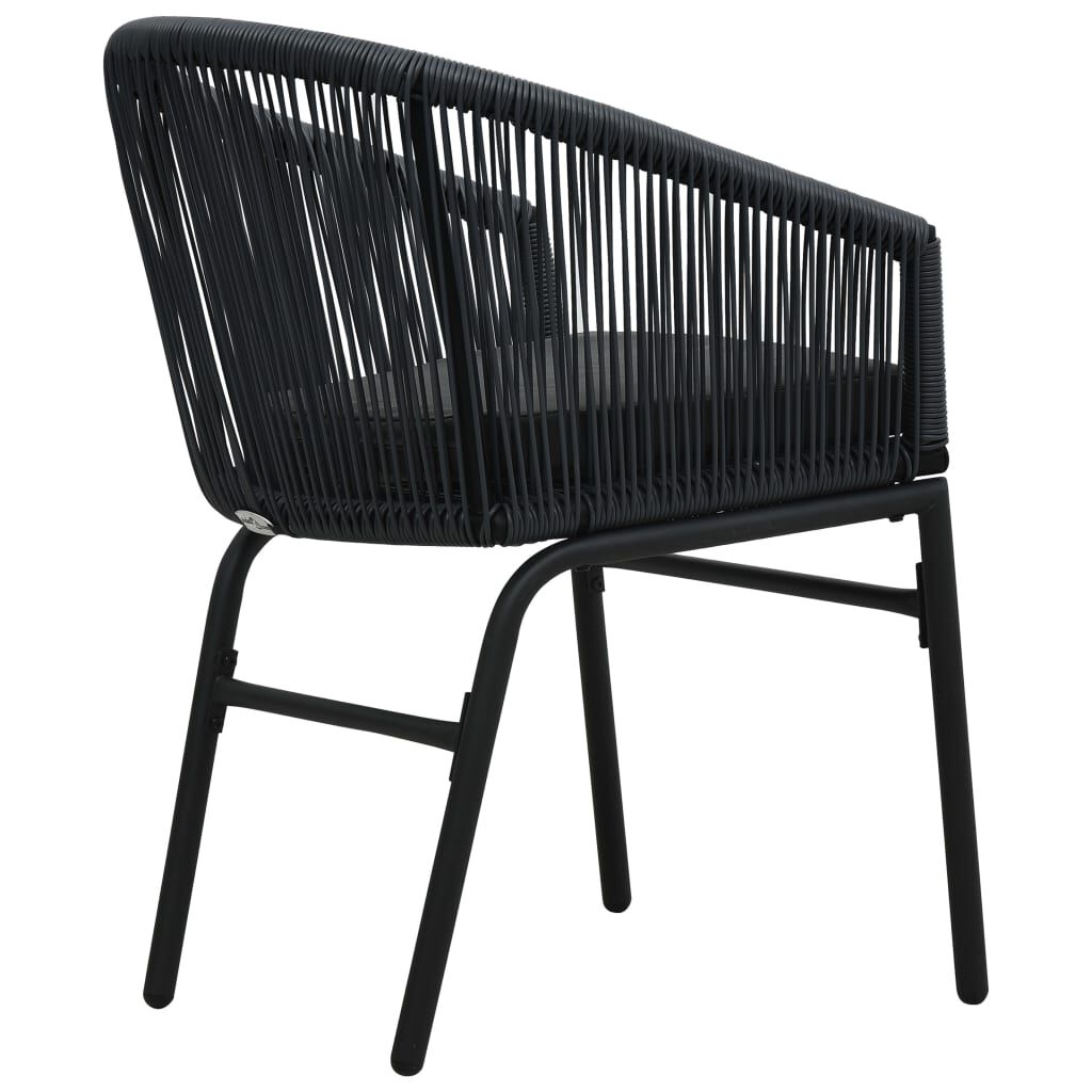 vidaXL 3 Piece Bistro Set with Cushions PE Rattan Black