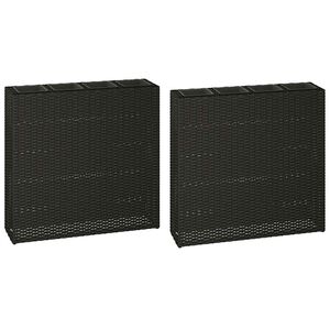 vidaXL Garden Raised Bed with 4 Pots 2 pcs Poly Rattan Black(2x41084)