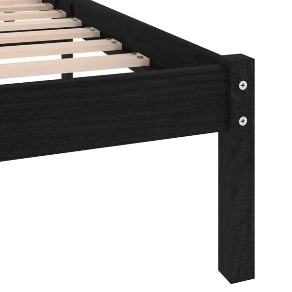 vidaXL Bed Frame without Mattress Black Solid Wood 120x200 cm