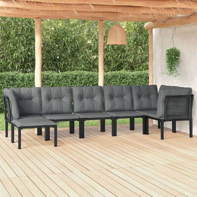 vidaXL 7 Piece Garden Lounge Set Black and Grey Poly Rattan,  vidaXL 7 Piece Garden Lounge Set Black and Grey Poly Rattan