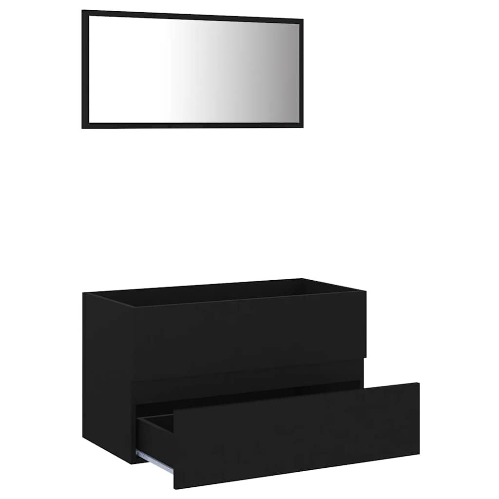 vidaXL 2 Piece Bathroom Furniture Set Black Engineered Wood