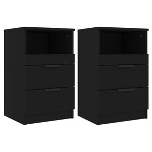 vidaXL Bedside cabinets 2 pcs Black Medium Engineered wood